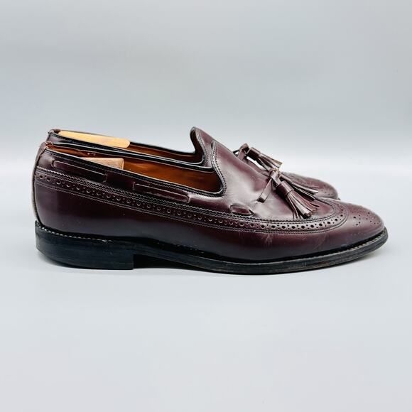 Allen Edmonds Shoes Mens Size 10 Burgundy Tassel Loafer Manchester Leather Dress - Picture 1 of 11